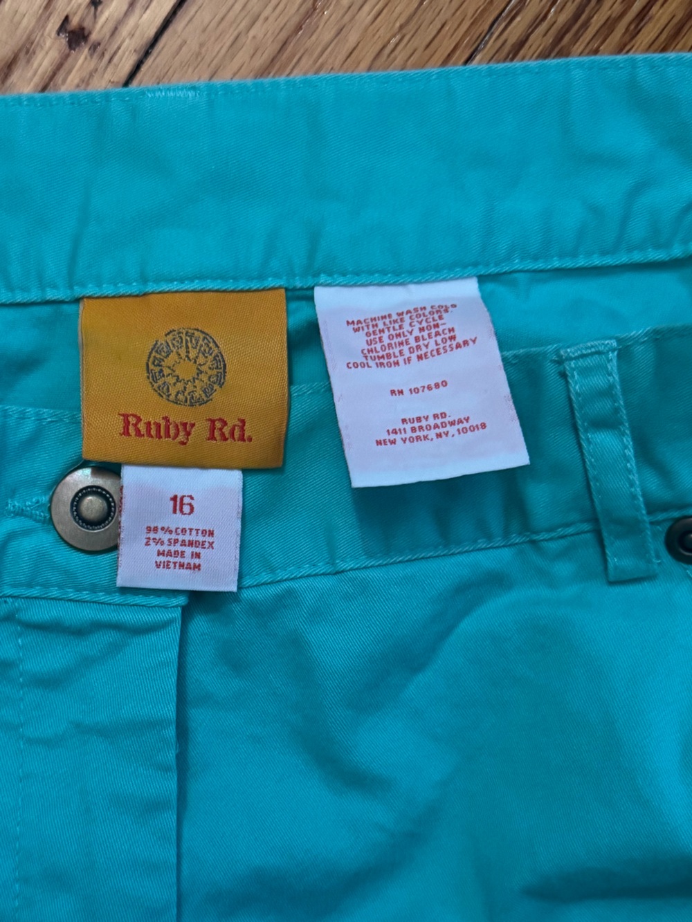 Ruby Rd. Teal Cotton Shorts - Picture 3 of 6